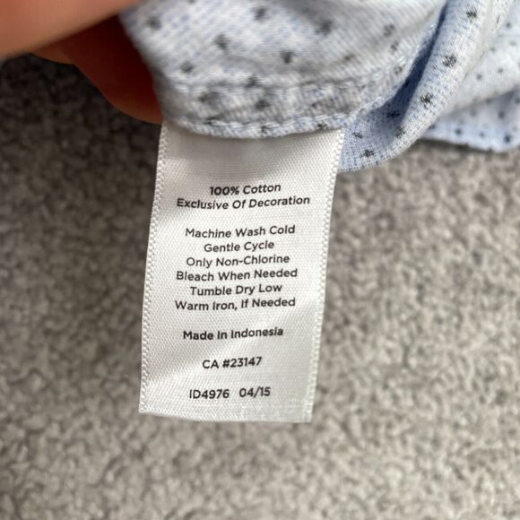 Talbots Button Down Shirt Womens Large Blue Polka Long Sleeve Cotton Casual Top - Picture 6 of 11